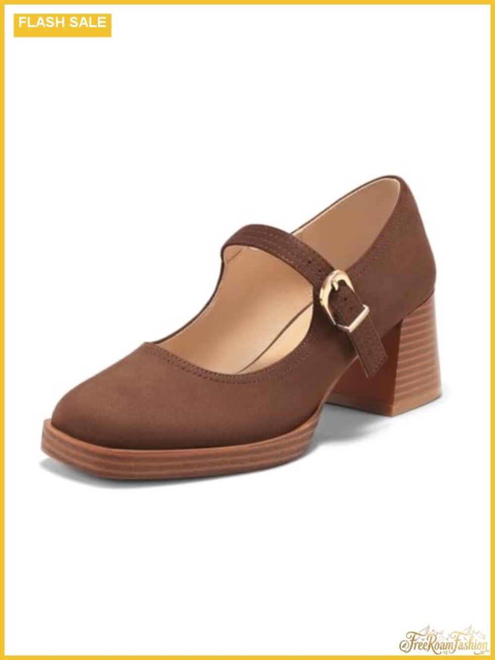 Womens Chunky Heels Mary Jane Dress Shoes Square Toe Buckle Pumps